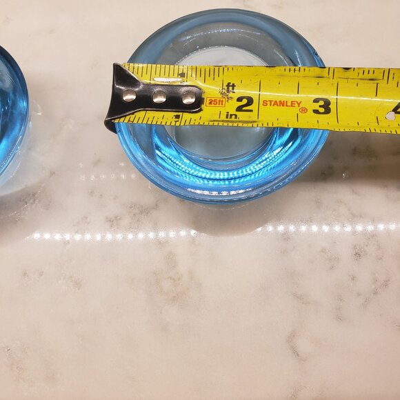 3 Blue Glass Tea Light Candle Holders - Picture 4 of 7